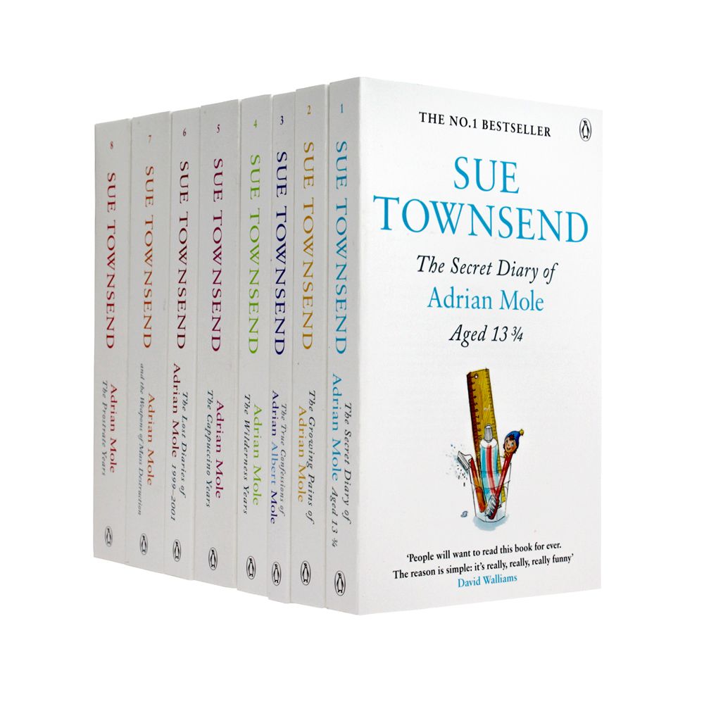 Adrian Mole 8 Book Collection by Sue Townsend – Humorous Coming-of-Age Series, Classic British Comedy for Teens & Adults