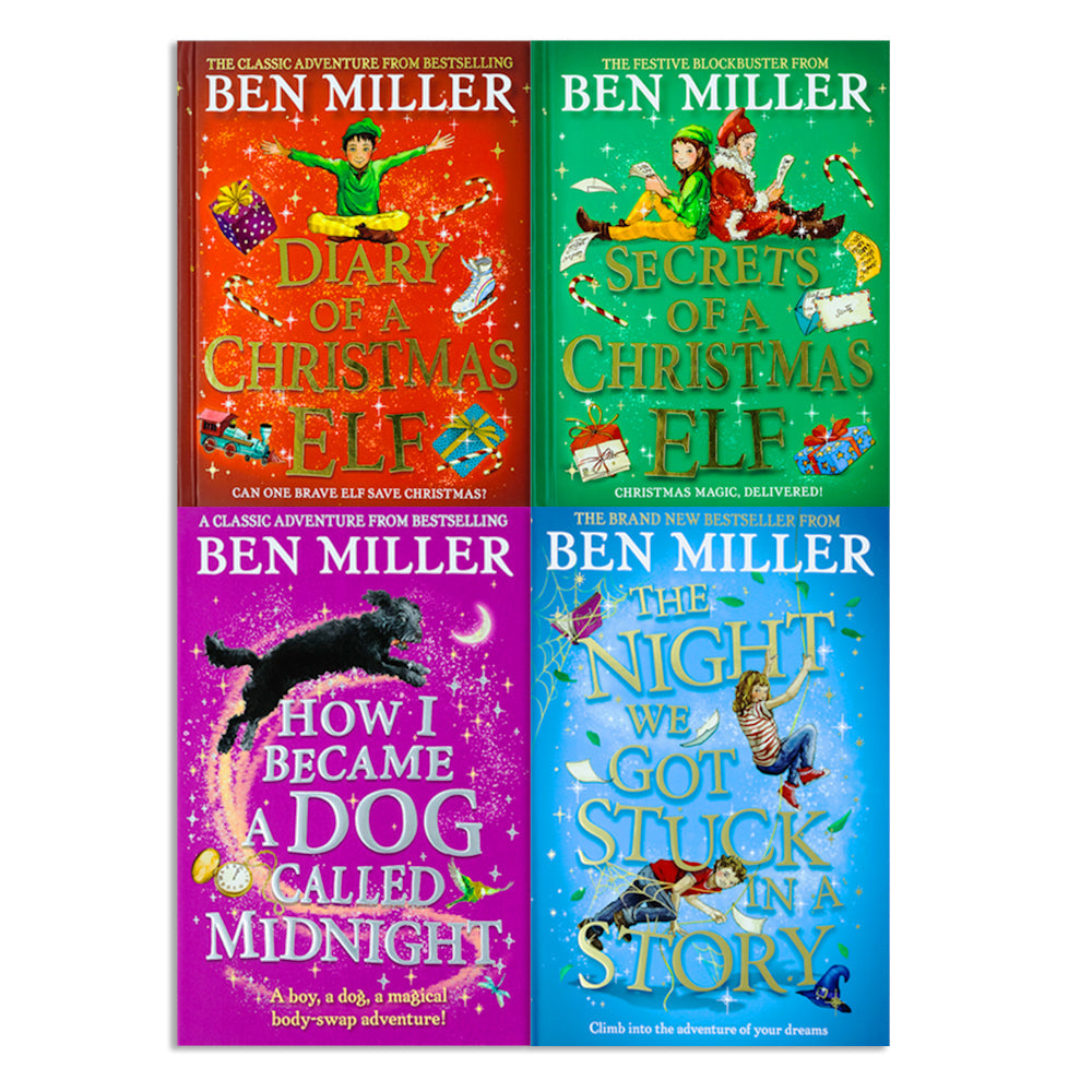 Ben Miller Christmas Adventure Series Collection 4 Books Set, Diary of a Christmas Elf, Secrets of a Christmas Elf, How I became a dog called Midnight and The night we got stuck in a Story Paperback