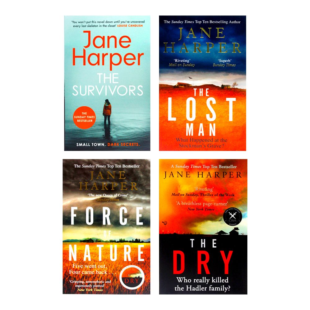 Jane Harper 4 Books Collection Set– Mystery & Thriller Novels:The Dry, Force of Nature, The Lost Man & The Survivors| Bestselling Crime Fiction Series