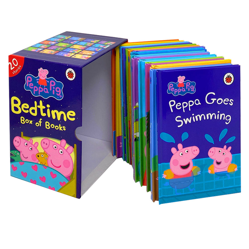 Peppa Pig Bedtime Box of hardback  Books – 20 Fun Kids' Stories for Bedtime & Early Reading | Ladybird Collection Set Featuring Peppa Goes Swimming
