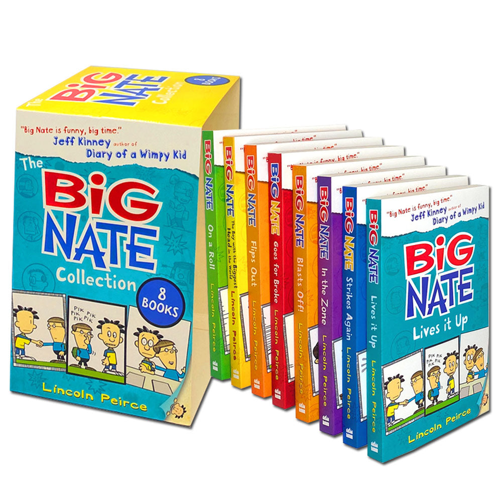 Big Nate Series Collection 8 Books Set by Lincoln Peirce Paperback for Kids Age 8+ humor, middle grade, adventure, school, comics