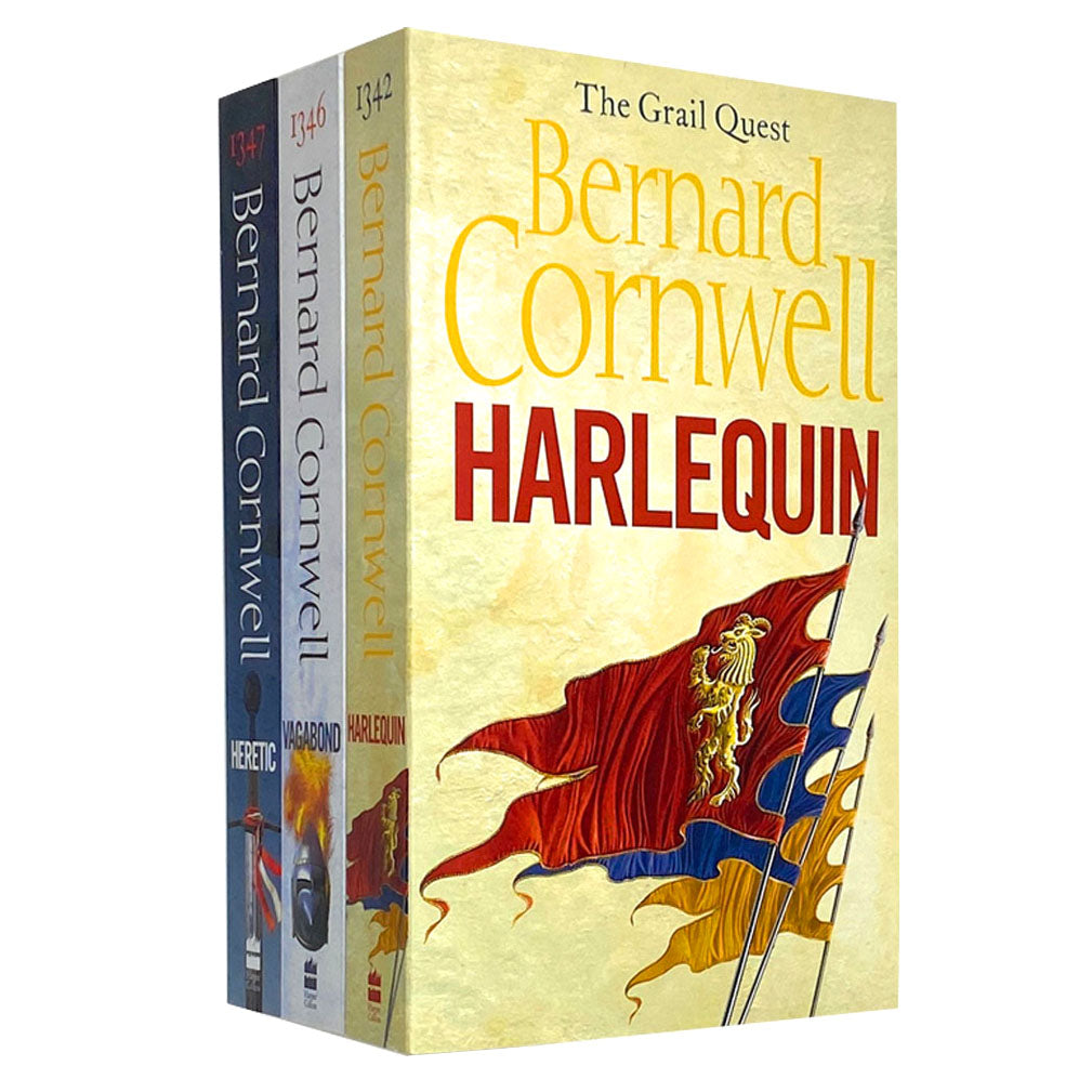 Bernard Cornwell Grail Quest Series 3 Book Pack Set Collection (Harlequin, Vagabond, Heretic) | Historical Fiction, Medieval Adventure, Knights & War