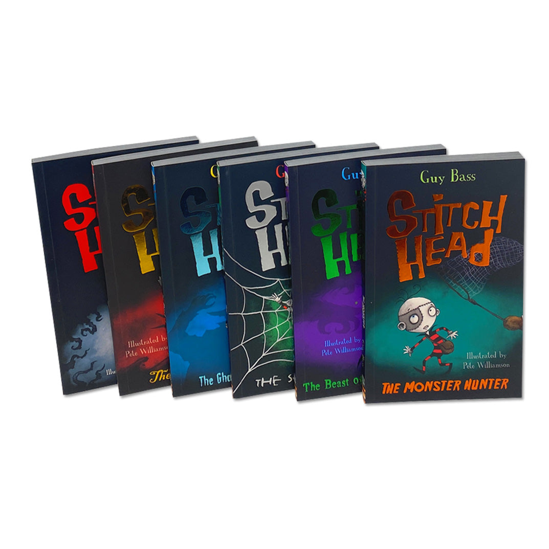 Stitch Head 6 Book Set by Guy Bass: Ghost of Grotteskew, Monster Hunter – Children's Books Collection, Spooky Adventure, Imaginative Story Series
