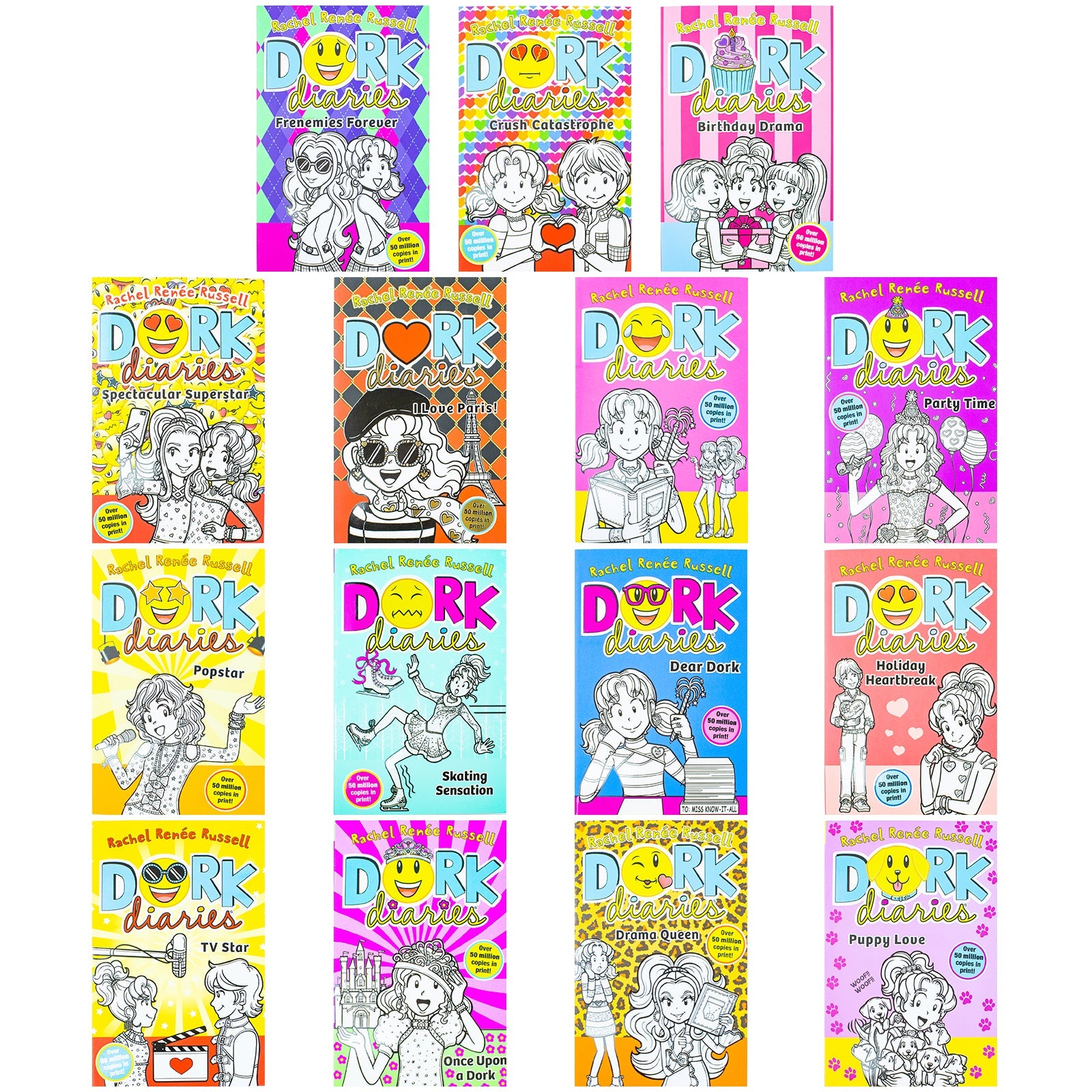 Dork Diaries 15 Book Set Collection Volume 1-15 By Rachel Renee Rushel