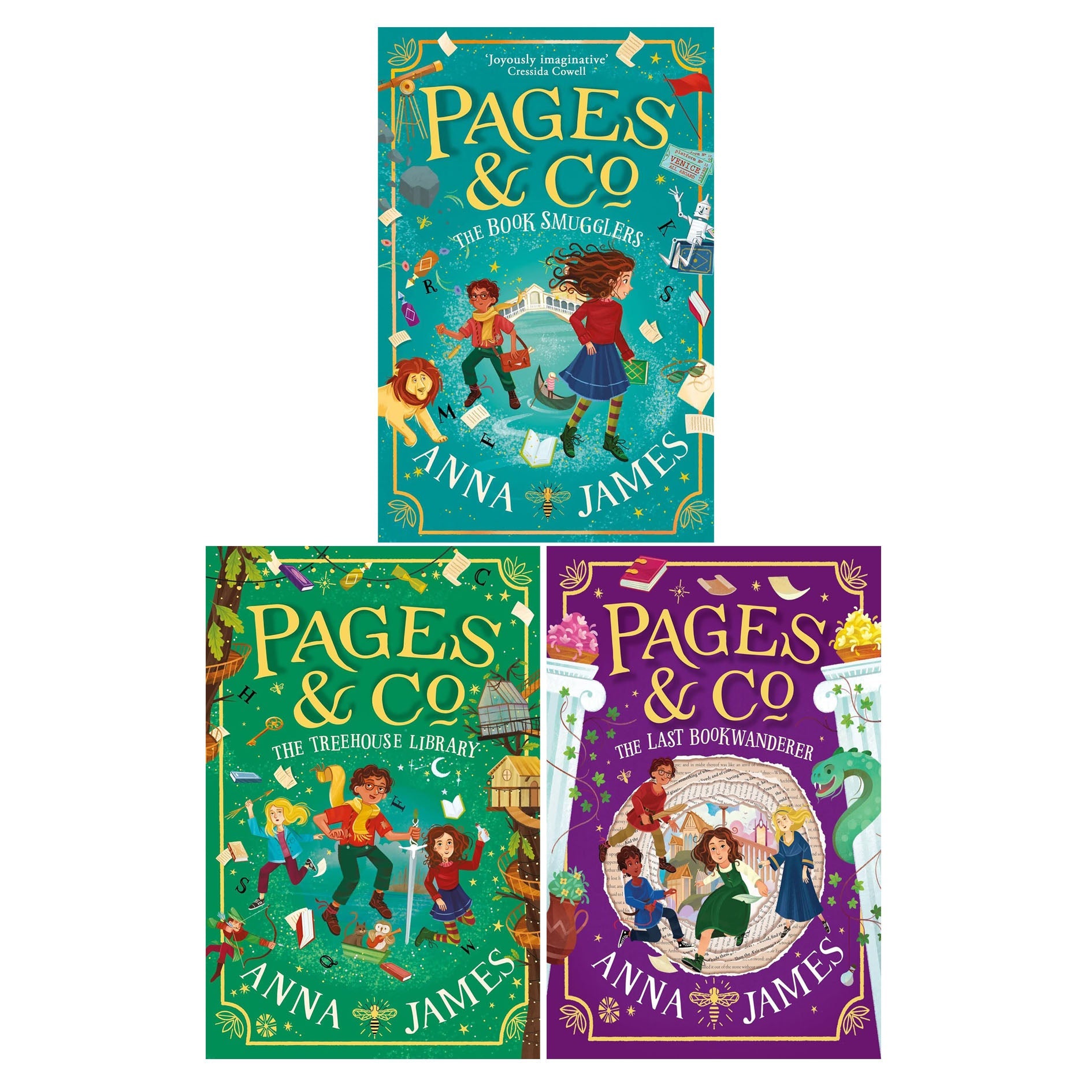 Pages & Co by Anna James– 3-Book Set: The Treehouse Library, The Last Bookwanderer & The Book Smugglers– Magical Children's Fiction & Adventure Series