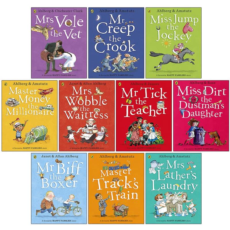 Happy Families 10 Book Set by Allan Ahlberg – Classic Children's Stories, Funny Family Tales, Kids Chapter Books, Fiction Collection, Paperback