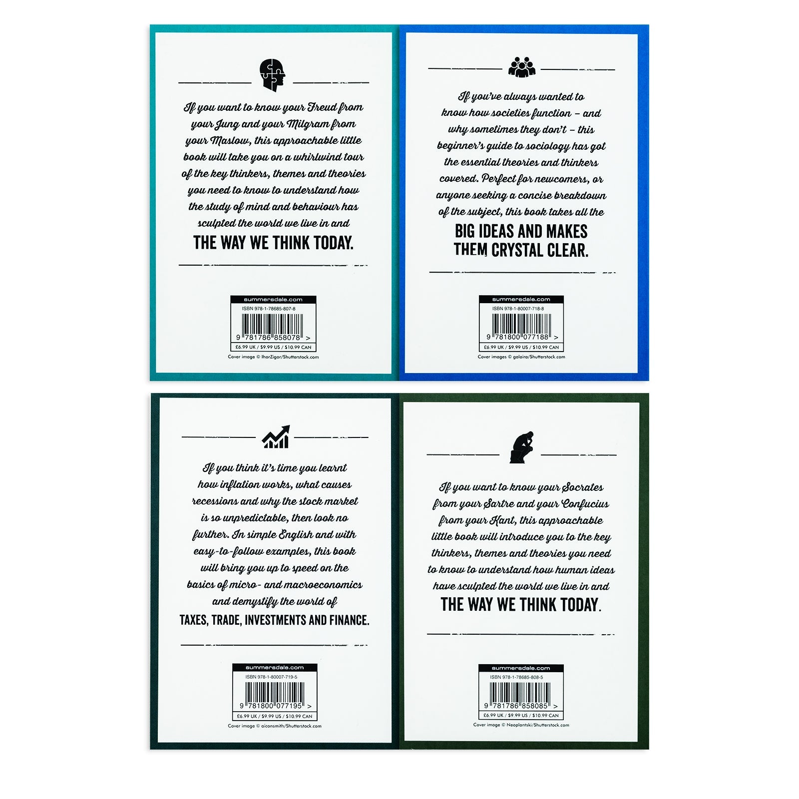 The Little Book of Philosophy, Sociology, Economics & Psychology| 4 Book Collection Set |Non-Fiction, Education, Learning, Insight & Critical Thinking