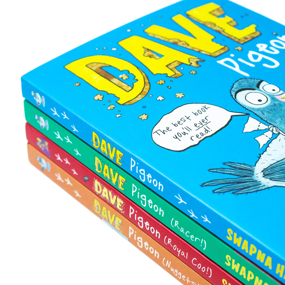 Dave Pigeon 4 Books Set by Swapna Haddow – Children’s Books, Humorous Adventure, Funny Stories, Pigeons, Racer, Royal Coo, Illustrated Kids Fiction