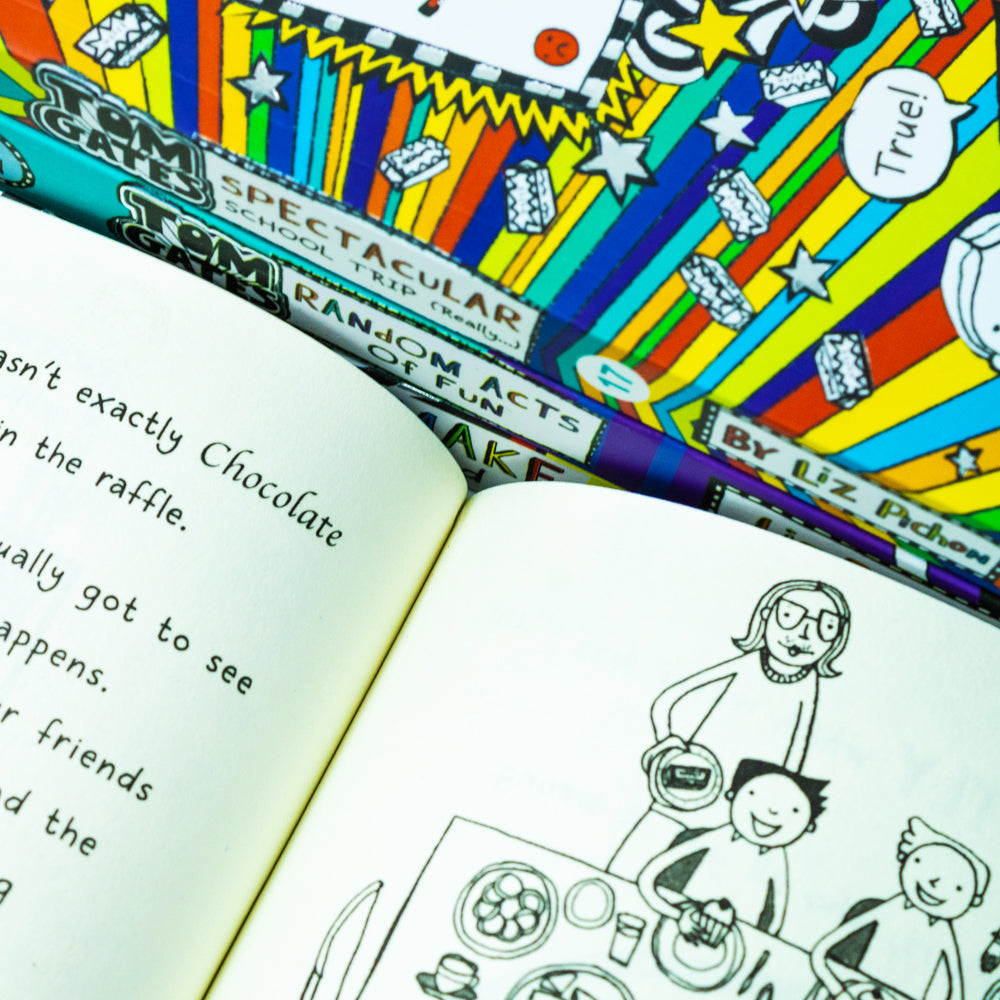 Tom Gates Series 16-19 Book Set by Liz Pichon | Children's Funny Stories Collection: Mega Make and Do, Spectacular School Trip, Tremendous Tales