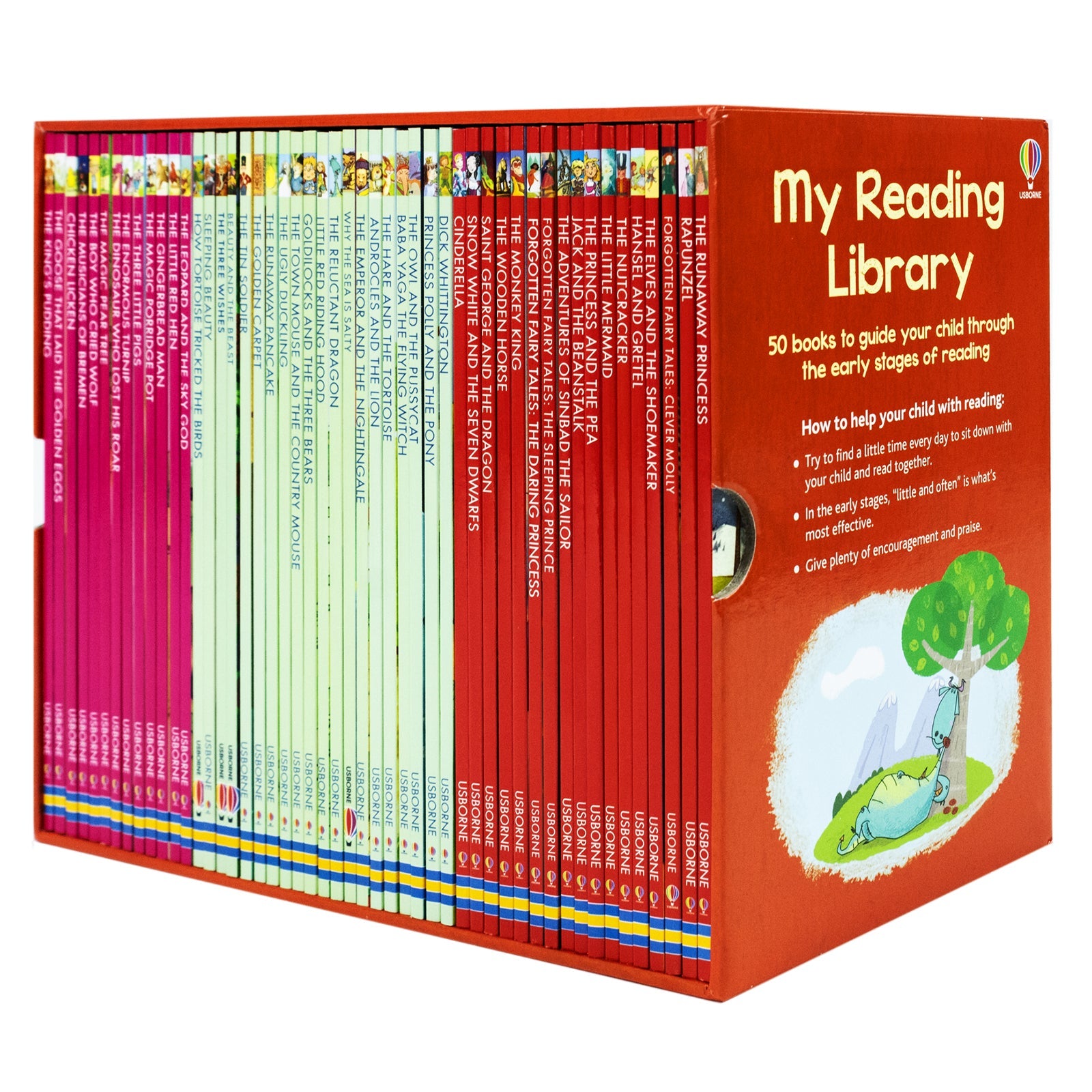 Usborne My Second Reading Library – 50 Books Box Set Collection (Red)| Engaging Children's Books for Learning, Fun & Reading Skills (Age 6+)