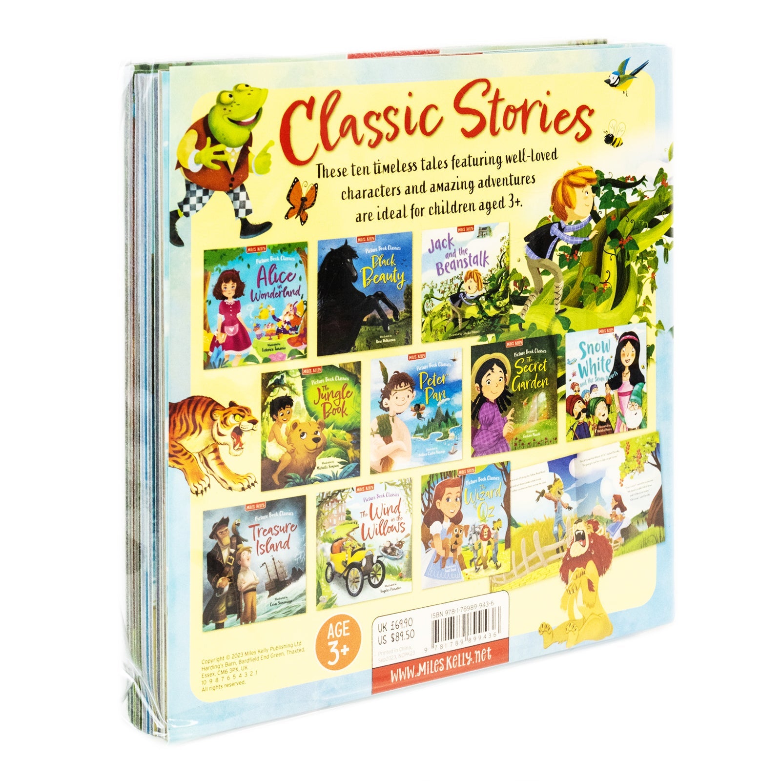 Children Classic Fairytale Bed Time Stories Adventure 10 Picture Books Collection Set - Aladdin Jack And The Beanstalk Peter Pan Snow White The Wizard of Oz and other stories