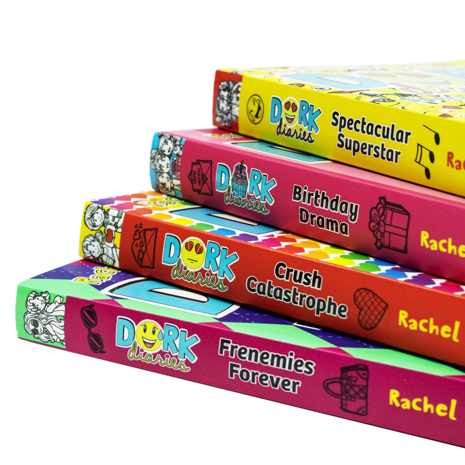 Dork Diaries Series 4 Books Collection Set 11 to 14 by Rachel Renee Russell (Birthday Drama!, Spectacular Superstar, Crush Catastrophe, Frenemies Forever )