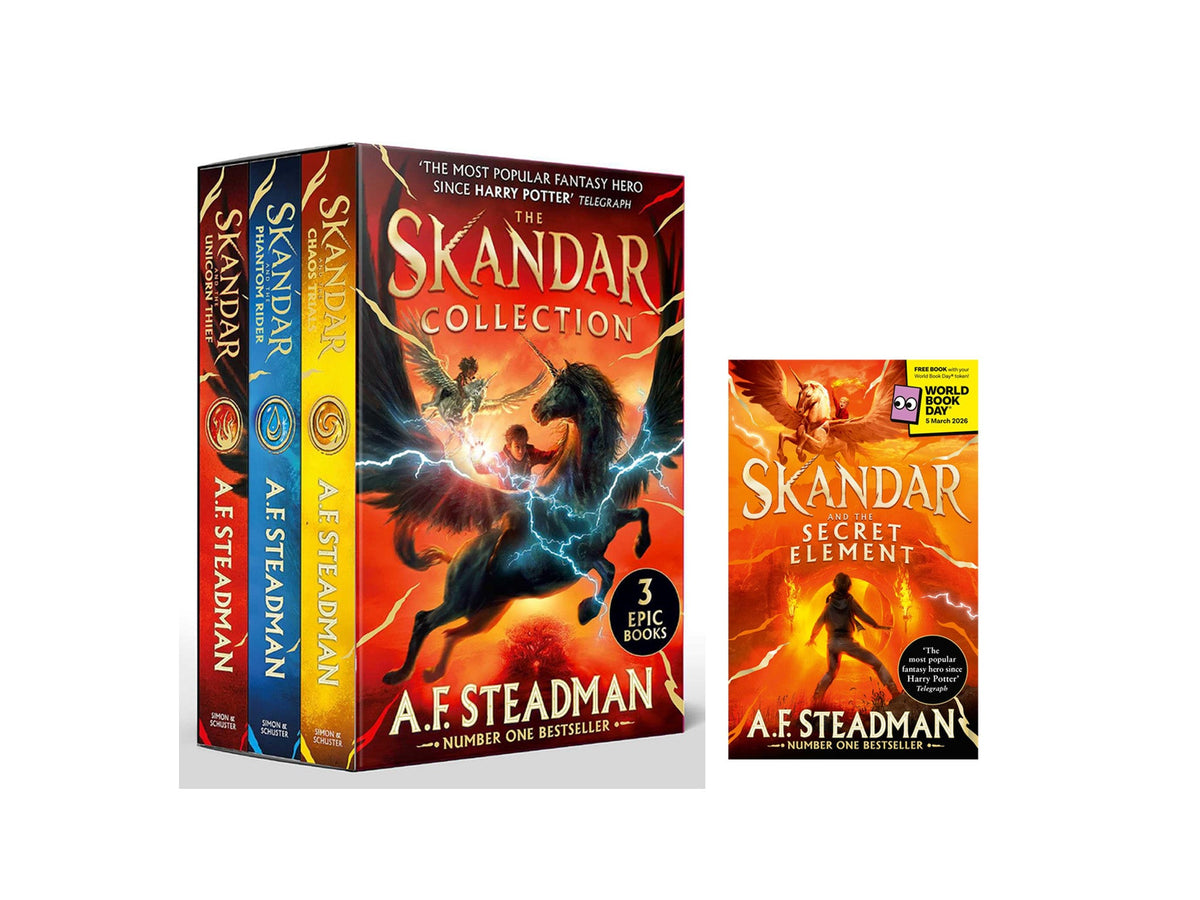 The Skandar Series 4 Books Collection Set by A.F. Steadman (Books 1–3 Boxed Set + World Book Day 2026 Mini Book: Skandar and the Secret Element) | Paperback