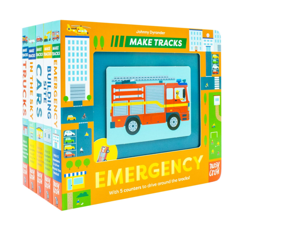 Make Tracks 5 Book Set – Interactive Vehicle Board Books for Toddlers