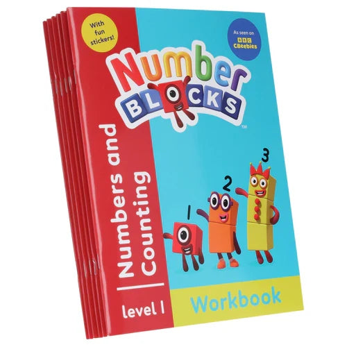 Numberblocks and Alphablocks Level 1 Collection 6 Workbooks Set With Stickers (Numberblocks Numbers and Counting, Adding and Subtracting, Puzzles and ... More) (Numberblocks and Alphablocks Workbooks)