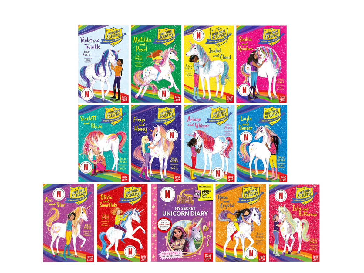 Unicorn Academy Where Magic Happens Series- 13 Books Collection Set by Julie Sykes – Includes My Secret Unicorn Diary (World Book Day 2026 Mini Book- A NETFLIX SERIES), Violet and Twinkle AND MORE! | Paperback