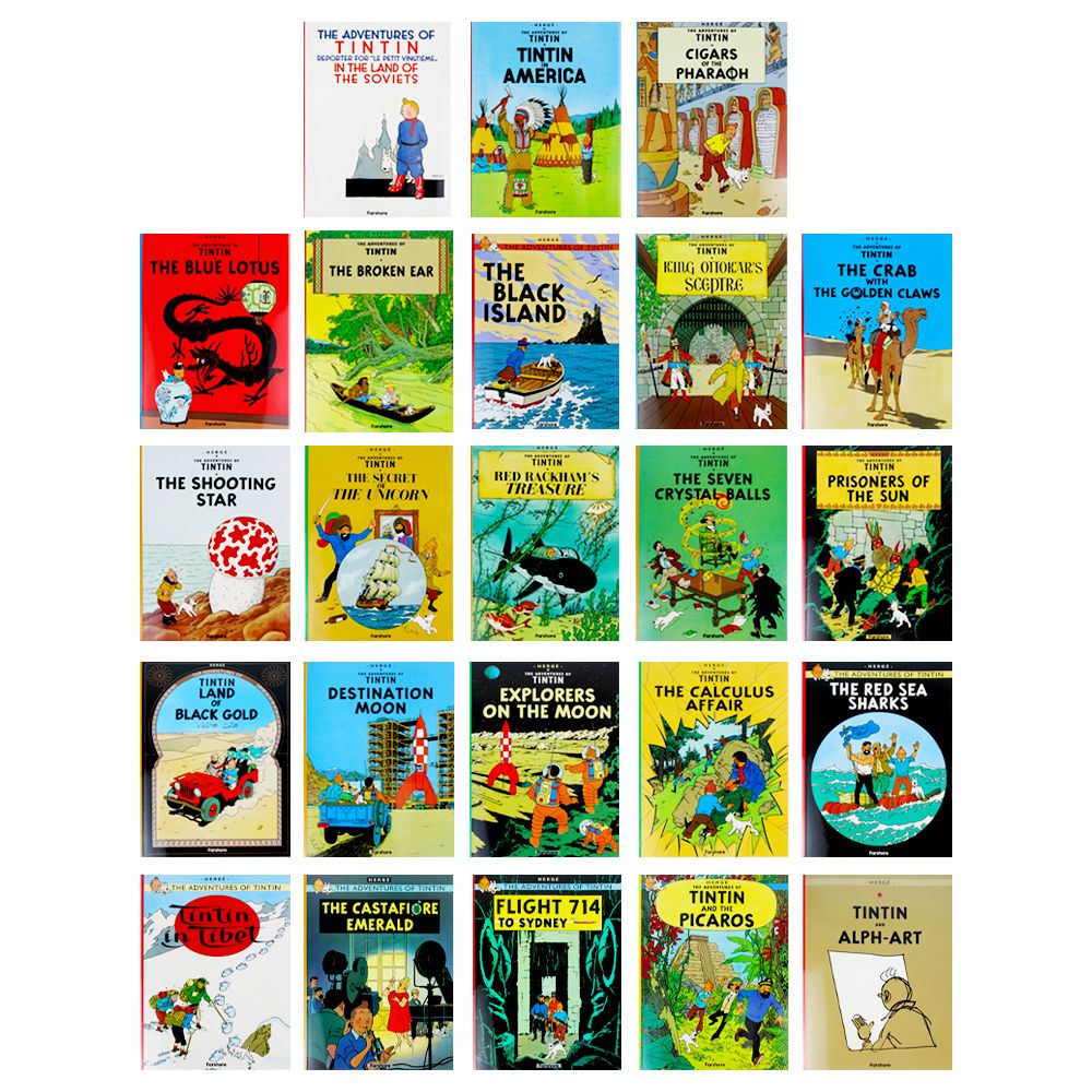 The Adventures of Tintin  Box Set – 23 Classic Comic Book Stories by Hergé | Timeless Adventure & Mystery Series with Stunning Illustrations