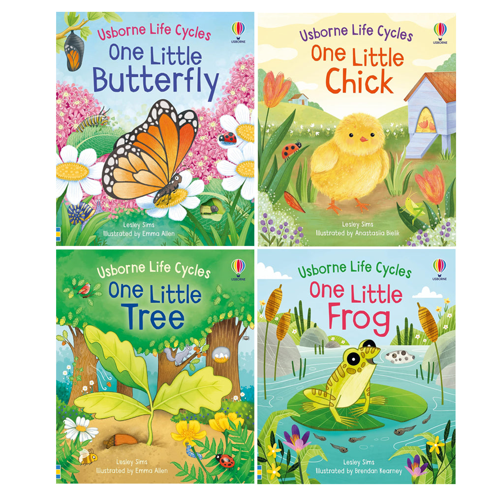 Usborne Life Cycles 4 books Collection Set(One Little Chick,One Little Butterfly,One Little Frog,One Little Tree)