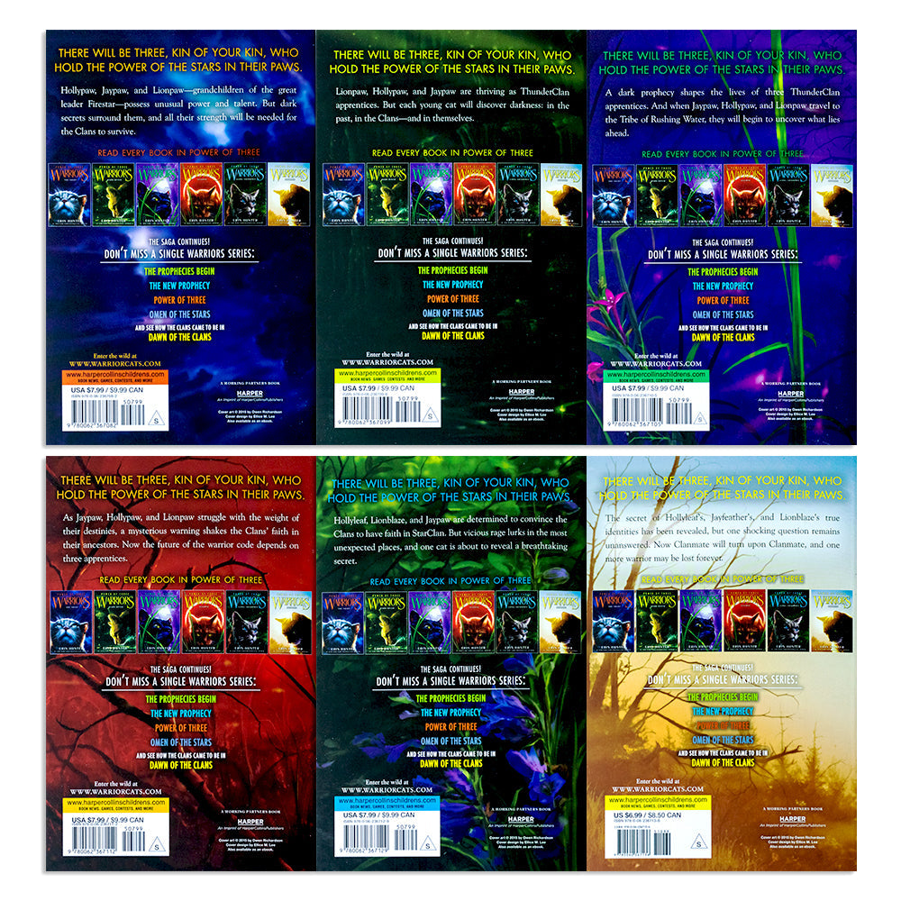 Warriors Cat Power of Three Book 1-6 Series 3 Collection Set By Erin Hunter