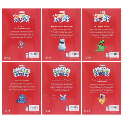 Numberblocks and Alphablocks Level 1 Collection 6 Workbooks Set With Stickers (Numberblocks Numbers and Counting, Adding and Subtracting, Puzzles and ... More) (Numberblocks and Alphablocks Workbooks)