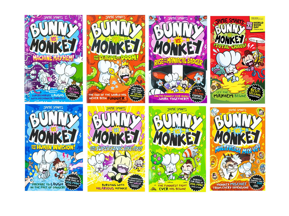 Bunny vs Monkey 8-Book Collection Set by Jamie Smart Including World Book Day 2026 (Supersonic Aye-Aye, League of Doom, The Human Invasion and MORE! | Paperback