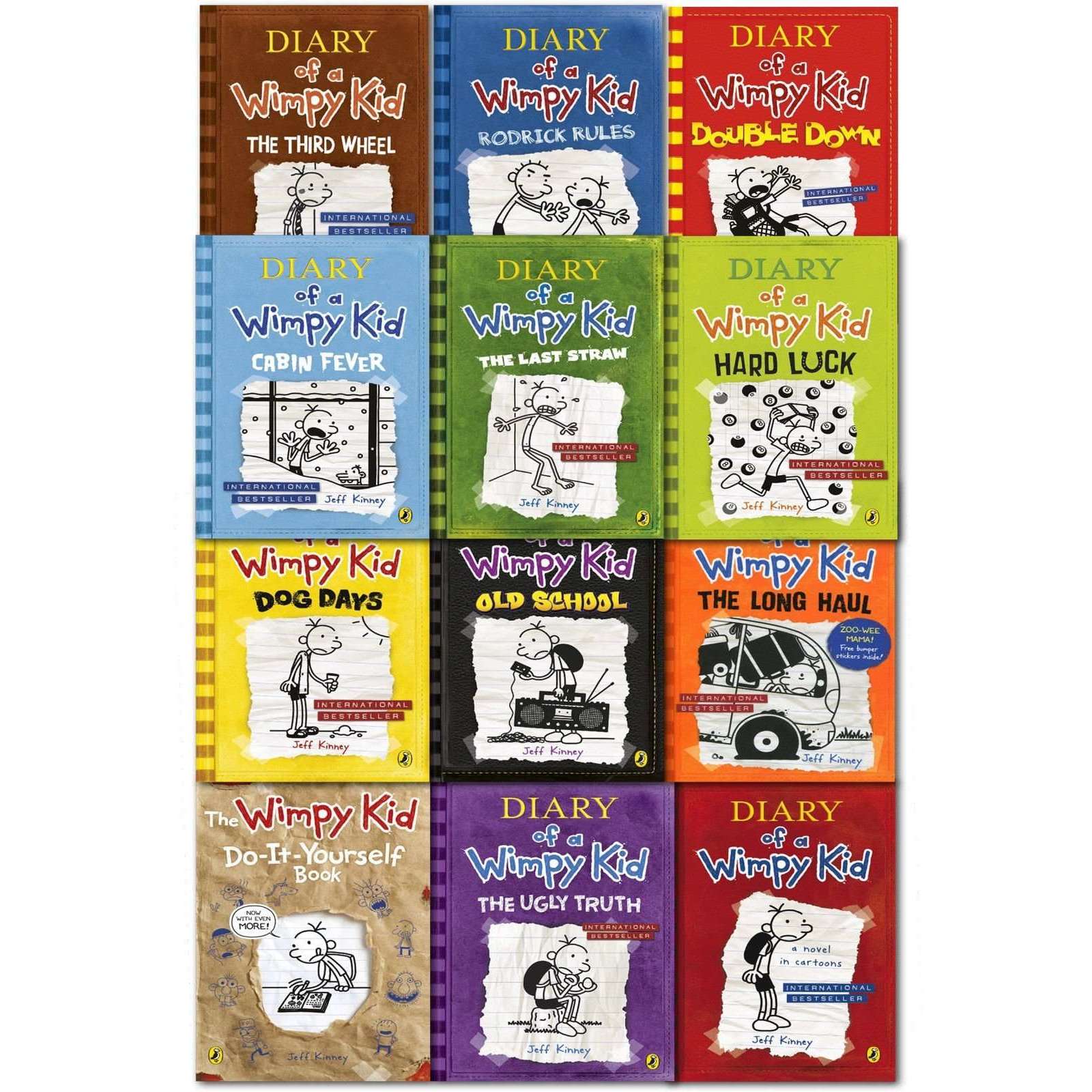 Diary of a Wimpy Kid 12-Book Set by Jeff Kinney | Includes Rodrick Rules, Dog Days, The Long Haul & More | Fun Humor Fiction for Kids & Young Readers