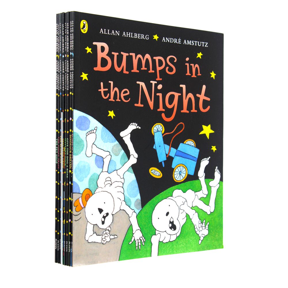 Funny Bones Collection by Allan Ahlberg – 8 Book Set | Spooky & Funny Children's Stories, Skeleton Adventures, Ghost Train, Humor & Classic Reading