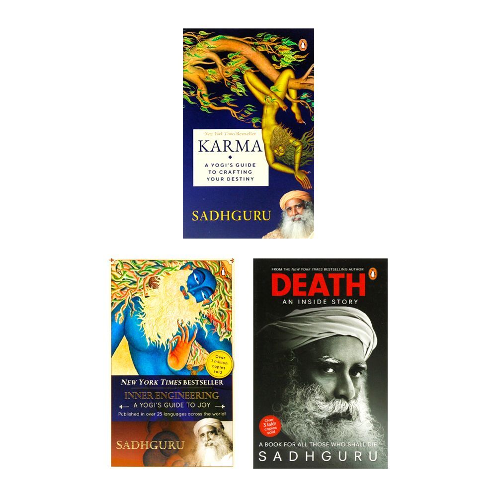 Sadhguru: A Yogi's Guide 3 Books Collection Set – Inner Engineering, Karma & Death – Spiritual Growth, Wisdom, and Self-Discovery