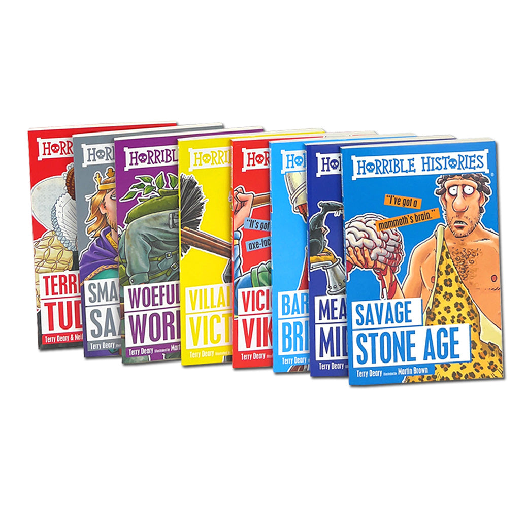Horrible Histories Series 1 Collection – 8-Book Set by Terry Deary: Fun & Educational History Books for Kids, Humorous Adventures & Learning Stories