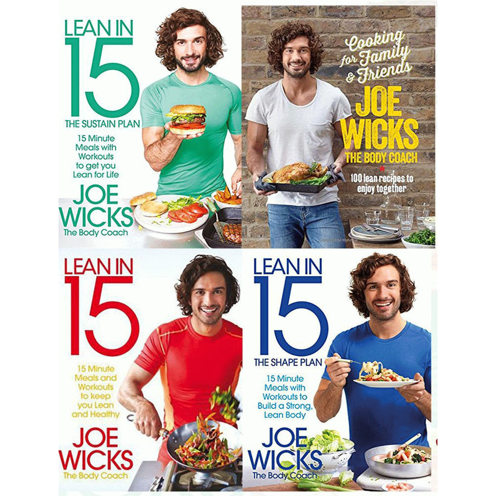 Lean in 15 Joe Wicks Book Set: 4 Cooking Collection with 15-Minute Meals, Fitness, Recipes, Weight Loss & Healthy Lifestyle Plans