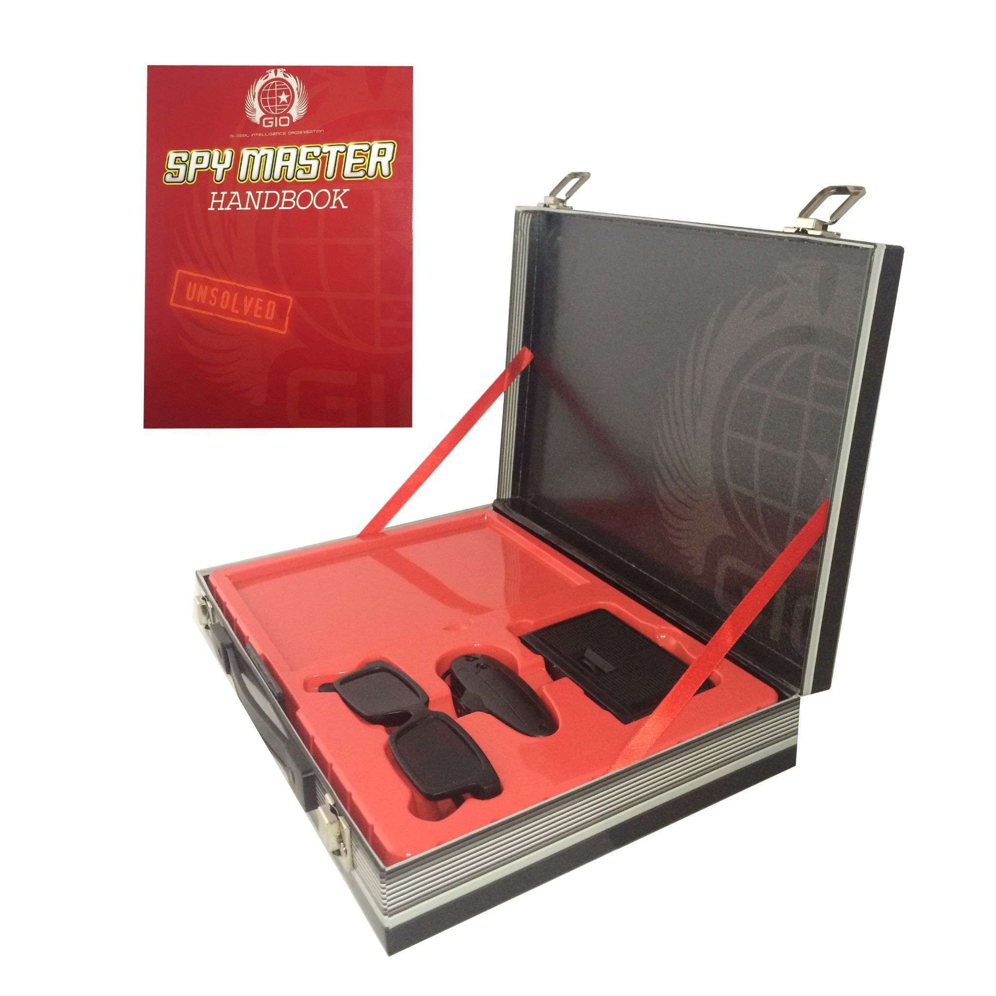 Spy Master Briefcase Black Spy kit - Secret agent mission handbook with top spy gear and gadget surveilance