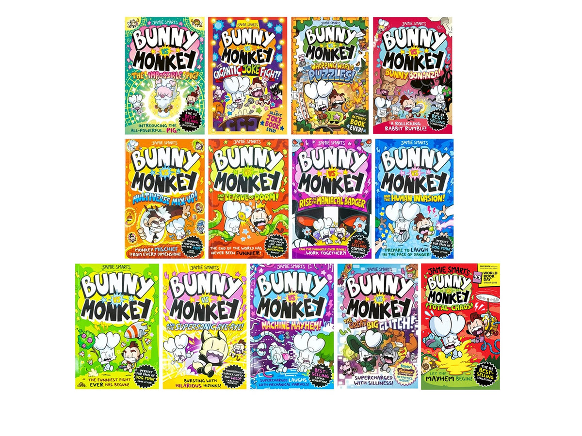 Bunny vs Monkey 13-Book Collection Set by Jamie Smart Including World Book Day 2026 (Bunny Bonanza, Rise of the Maniacal Badger and MORE! | Paperback